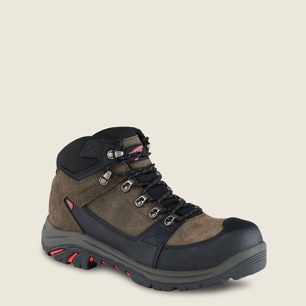 Red Wing Mens Hiking Boots - Trades - 5-inch Waterproof Safety Toe - Brown/Black - CNM649032